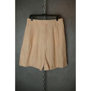 Mens Banana Republic Peach Linen Pleated Shorts Vintage Style Casual NWT‎